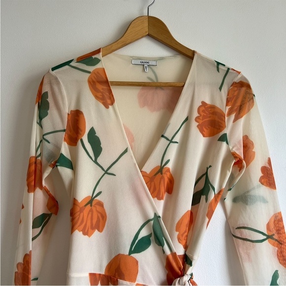 Ganni Tilden Mesh Wrap Dress in Vanilla Ice - Picture 5 of 16